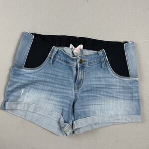 Ingrid & Isabel Maternity Denim Midi Shorts Women’s Size 8/29 Cuffed Stretch